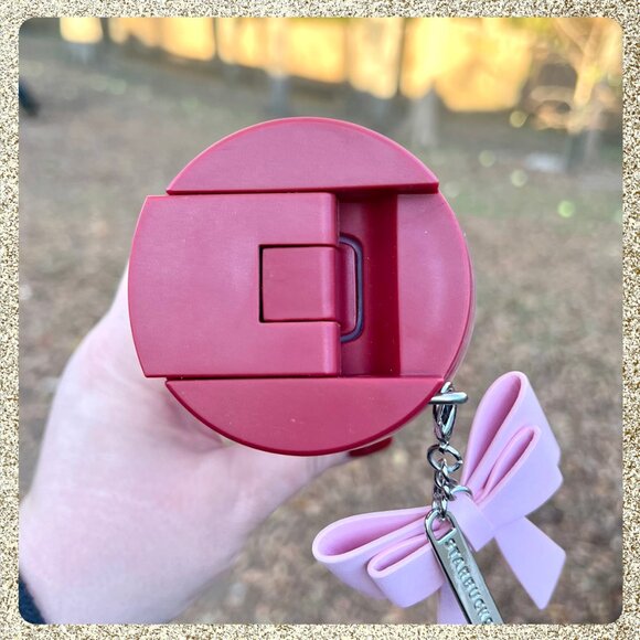 🎄🎀 NWT 2025 Starbucks Christmas Pink/Mauve 16oz Bottle w/ Ribbon Charm - Picture 11 of 12
